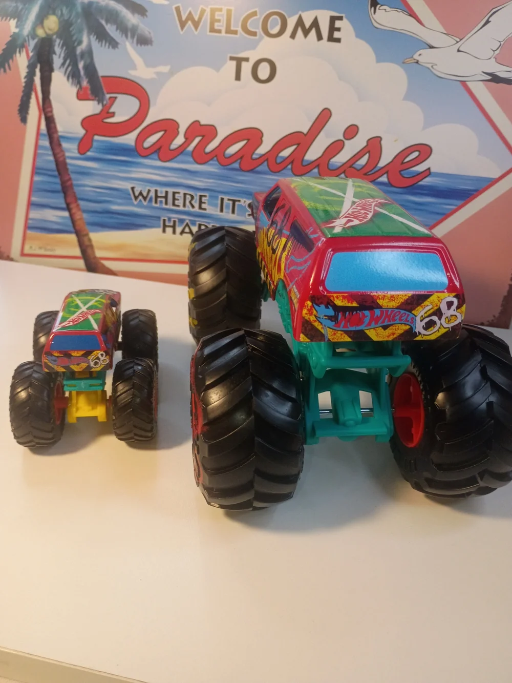 Lot Of 2 Hot Wheels Monster Trucks Demolition Graffiti #68 1/24 &1/64
